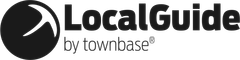 Logo of LocalGuide by townbase, featuring a circular icon and stylized text.