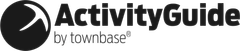 Logo of ActivityGuide by townbase, featuring a stylized icon and bold text in black.