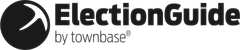 Logo of ElectionGuide by Townbase, featuring a stylized arrow and modern typography.