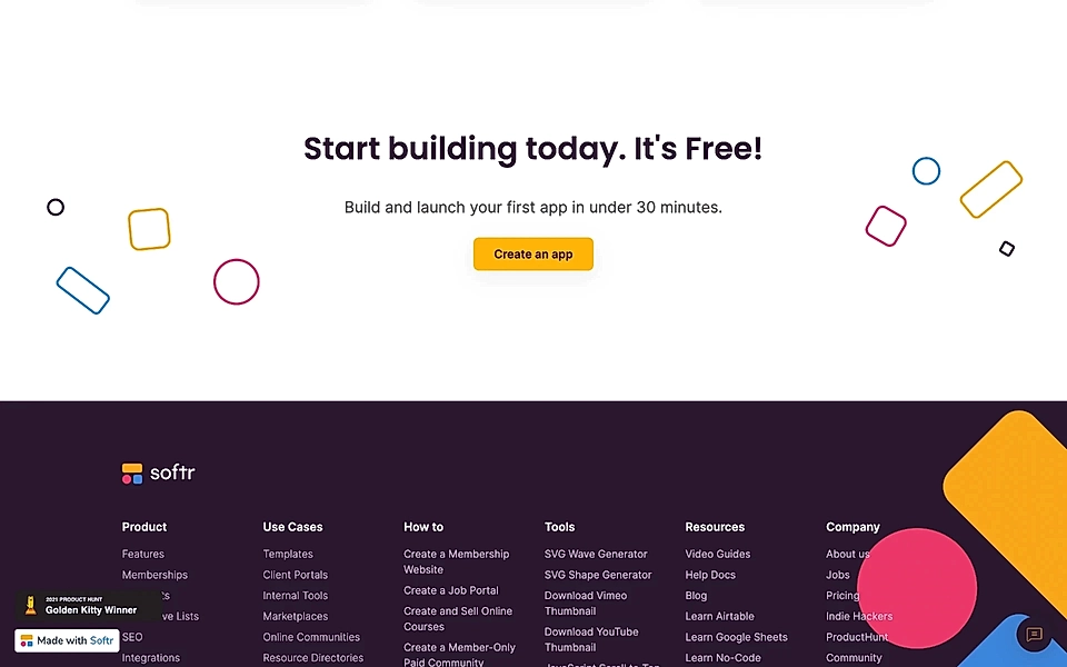 A CTA component at the bottom of a landing page