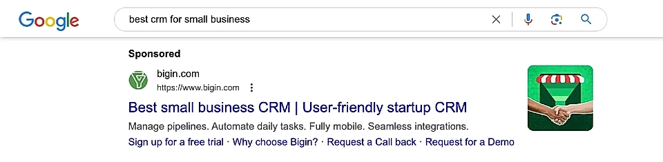 A Google Ad example for SaaS