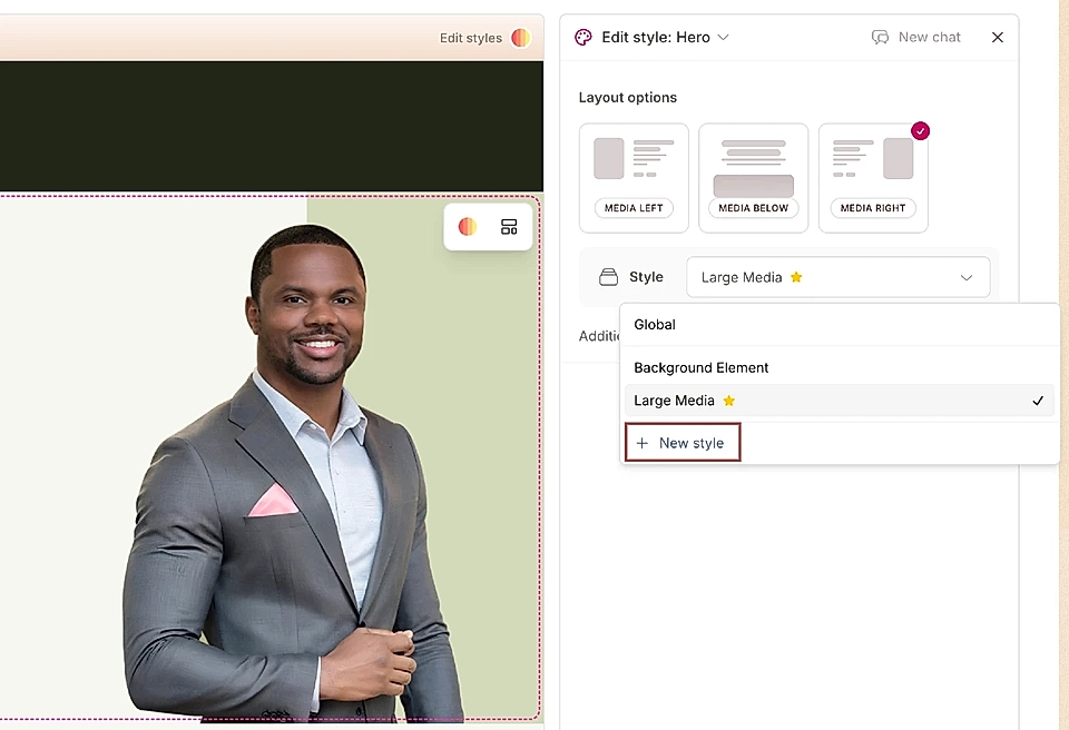 Add a new style for a specific section and layout in LandingRabbit