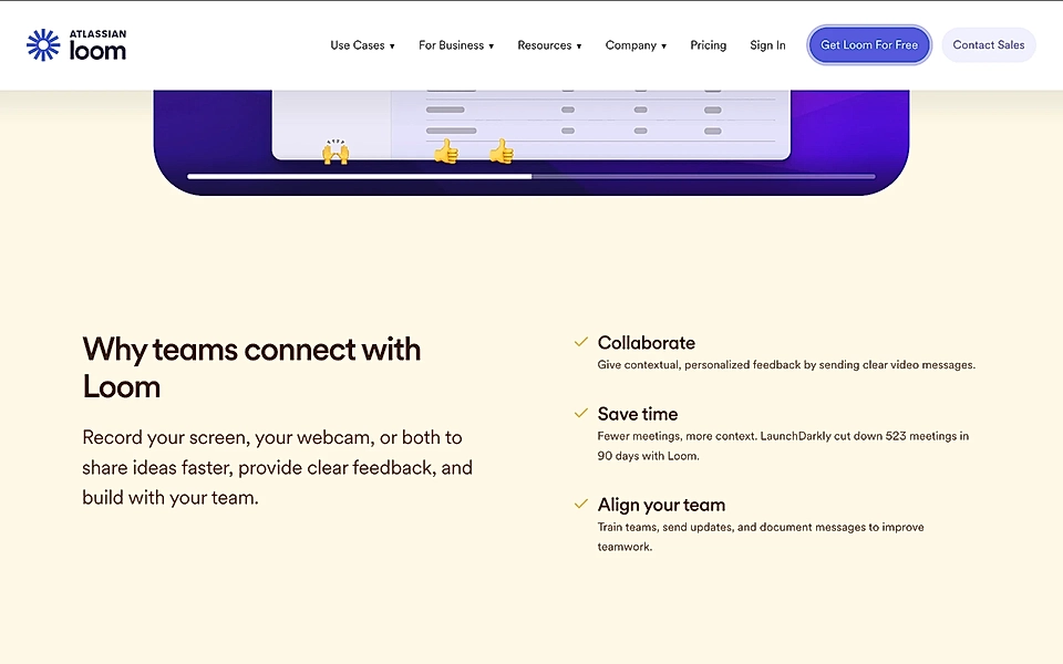 A benefits section example on a SaaS landing page