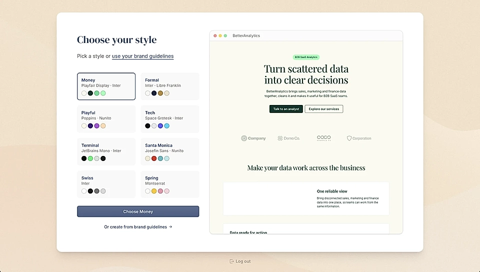 LandingRabbit ready-made design options