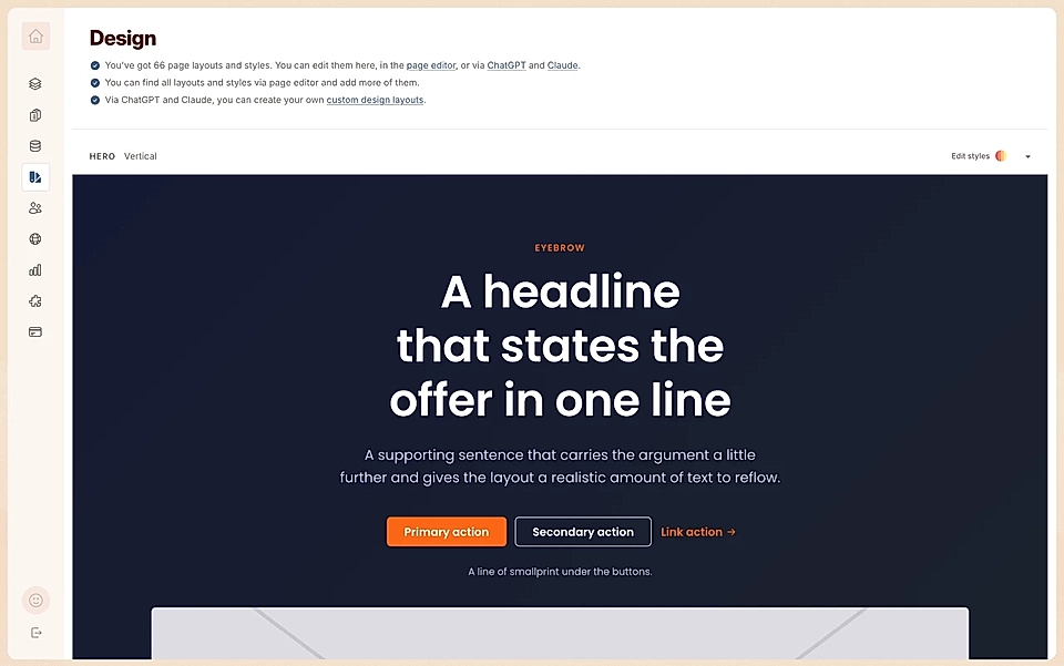 LandingRabbit design tab for website-wide changes