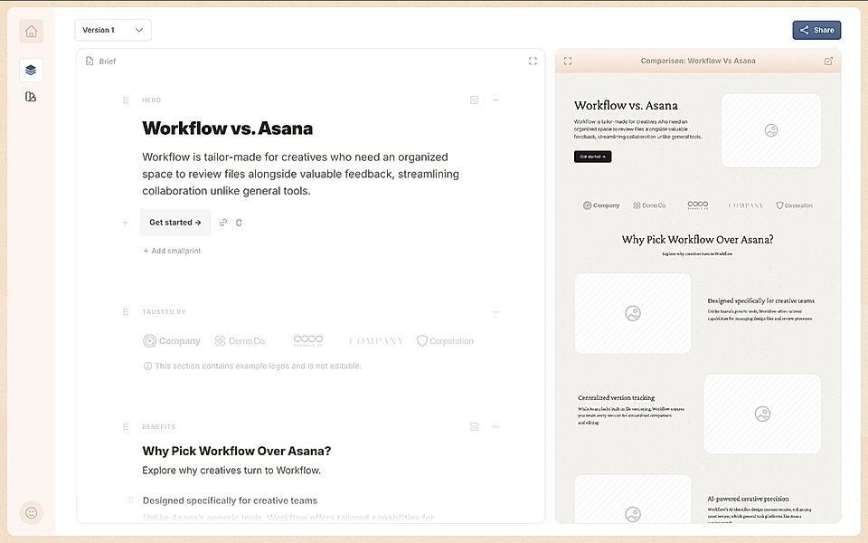 A SaaS landing page editing tools in LandingRabbit