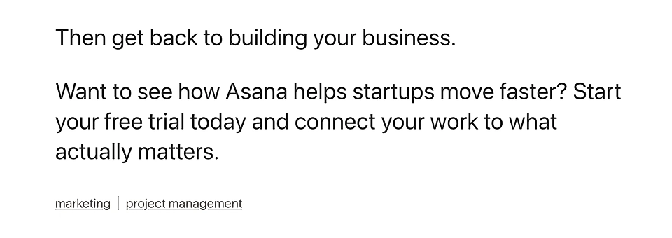 Tag example in the Custom section in the LandingRabbit page