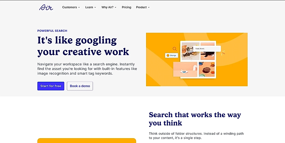 A SaaS website hero text example