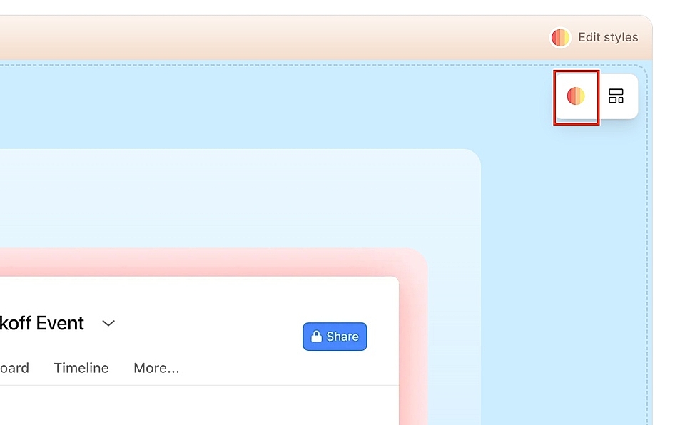 LandingRabbit's editing view and "Edit styles icon"
