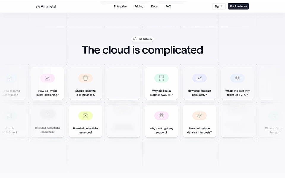 A problem section example on a SaaS landing page