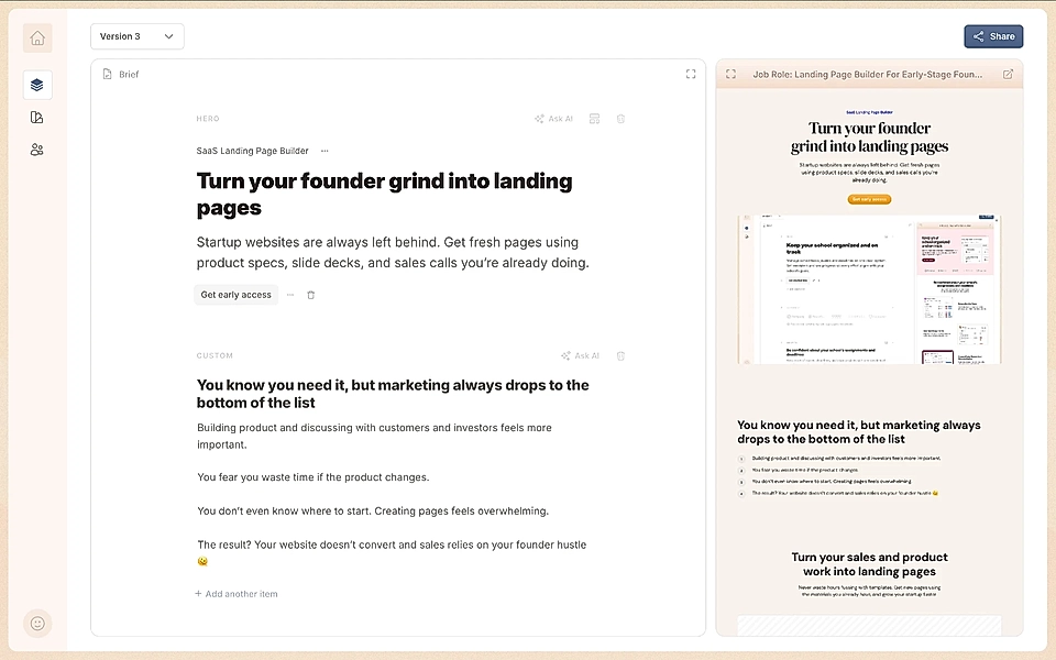 An AI-powered SaaS landing page editor
