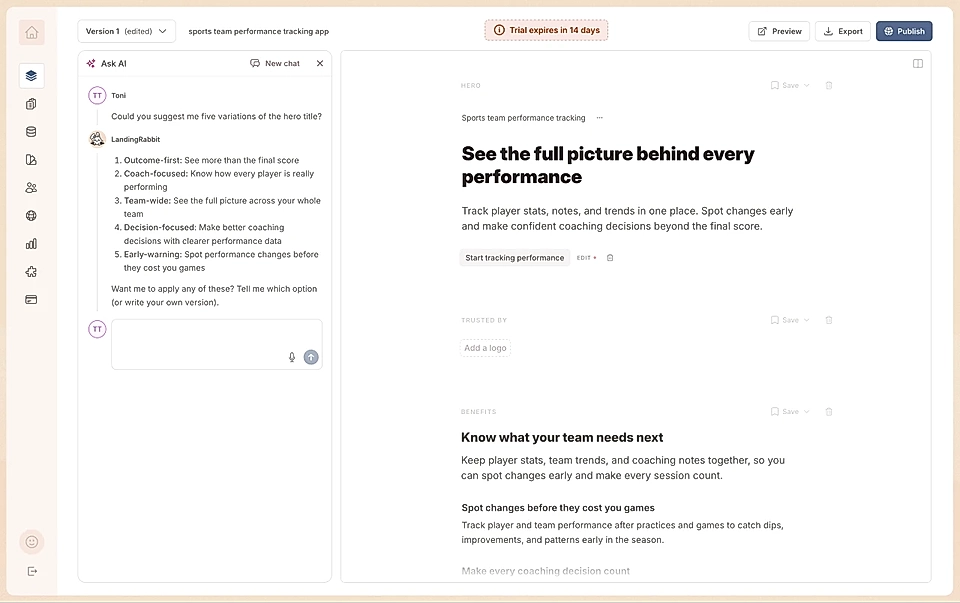 Using Ask AI in the text editor to make changes