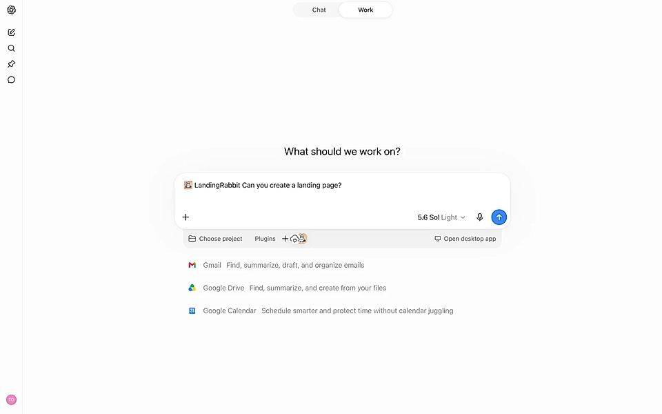 Create a page in ChatGPT with the LandingRabbit app