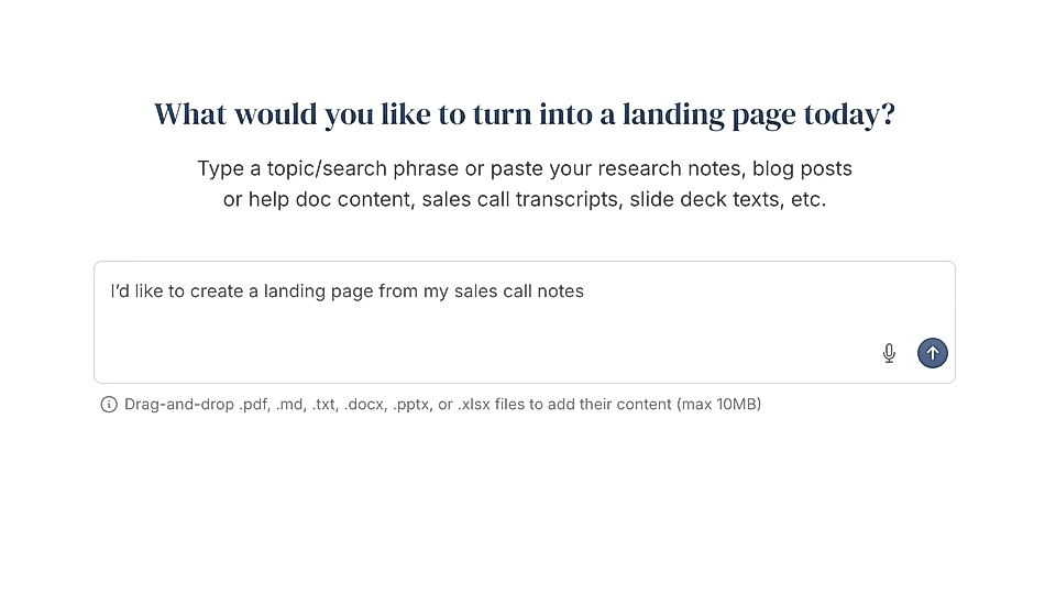 An input field for sales call materials
