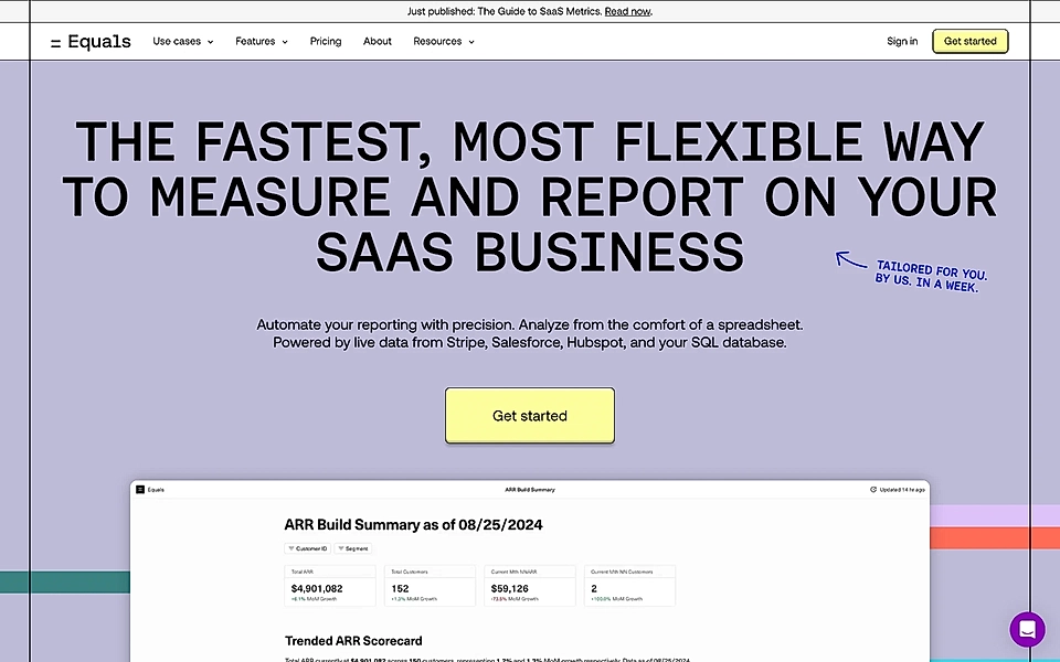 A SaaS website hero example