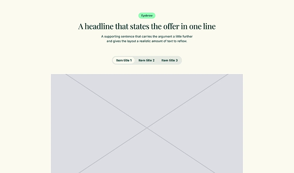 An example of a Tabs section with a pill style tab bar