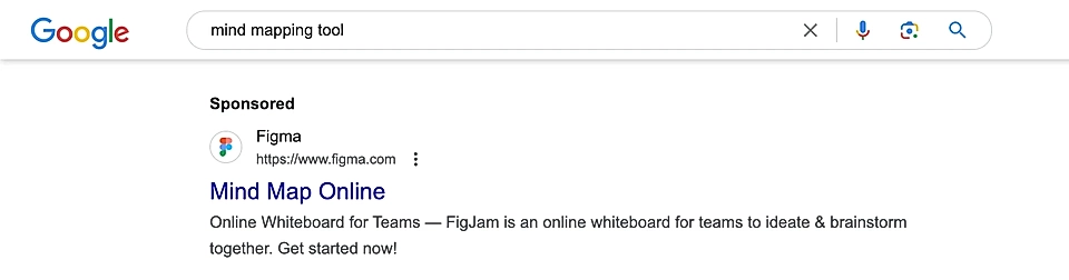 Google Ads copy text example with an average message match