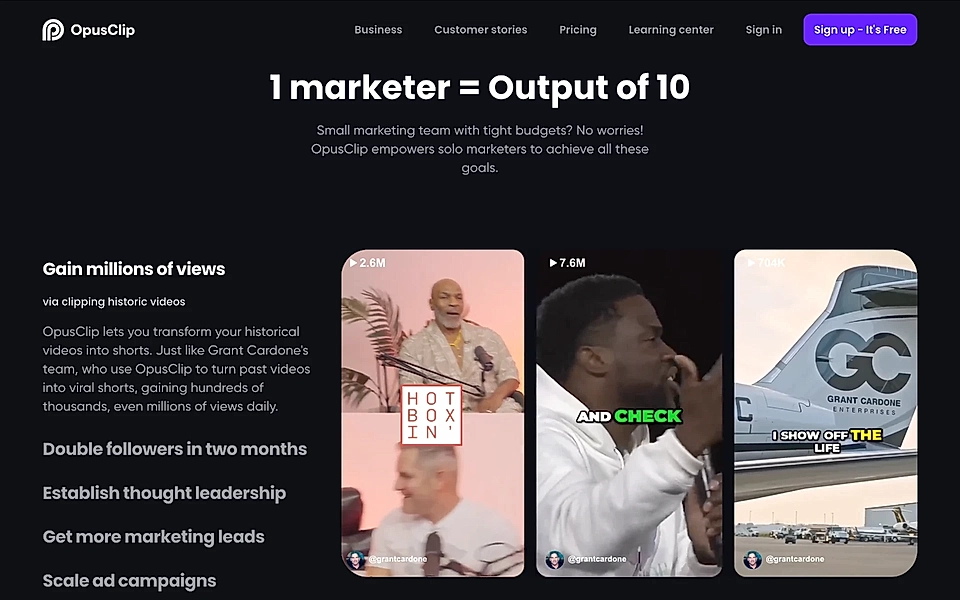 A SaaS website benefits section example