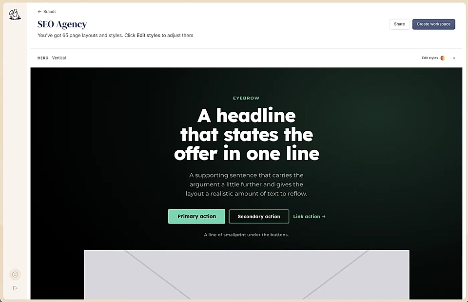 An agency view with an example brand