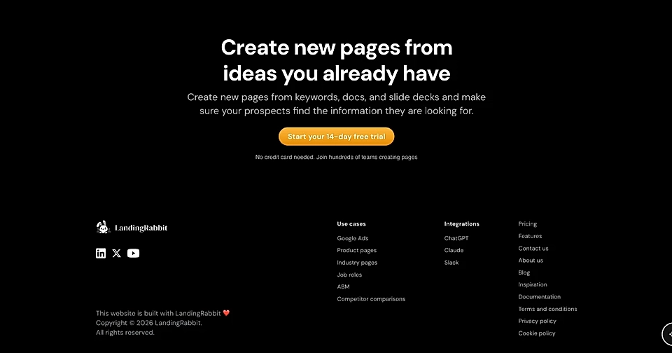 LandingRabbit site footer example