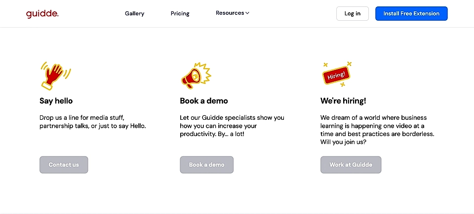 CTA examples on a SaaS landing page