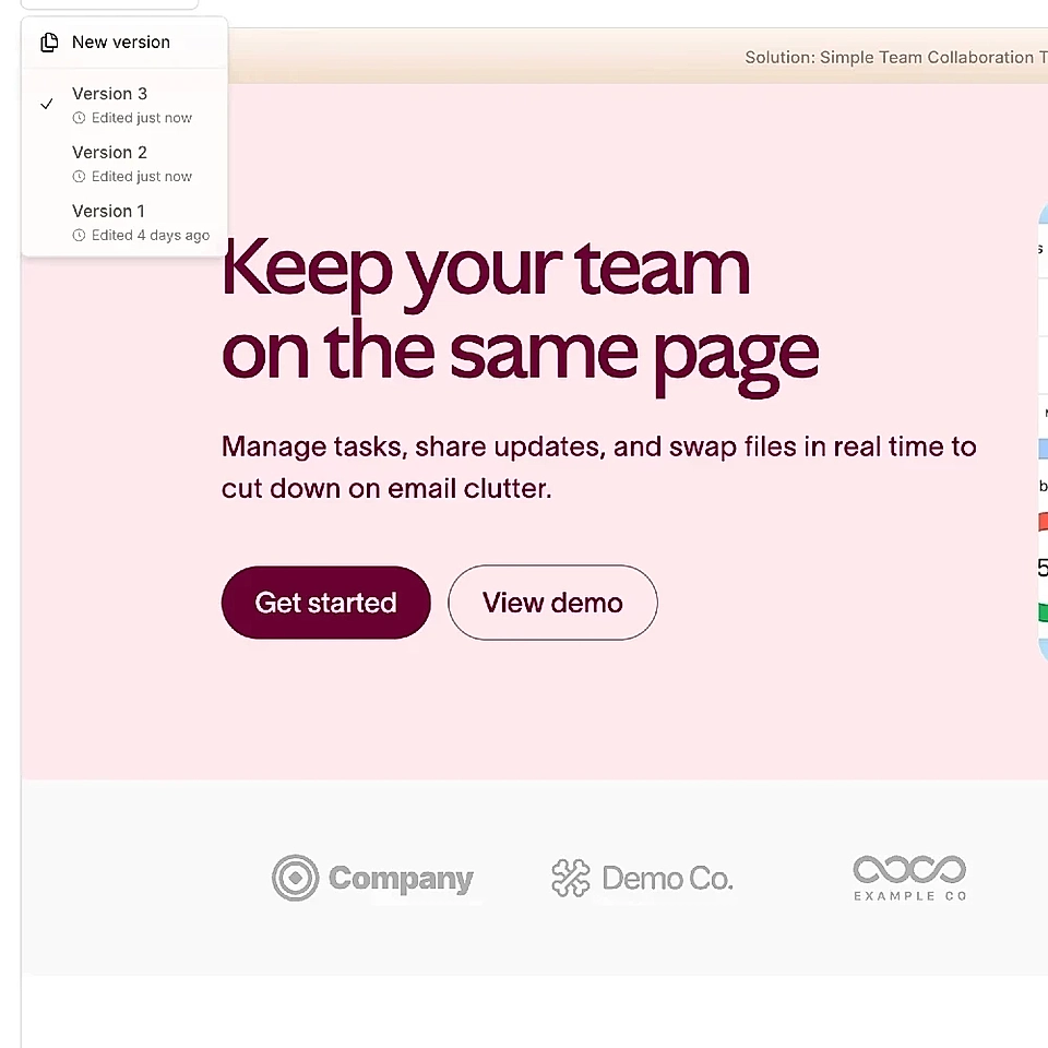 LandingRabbit’s page version editor
