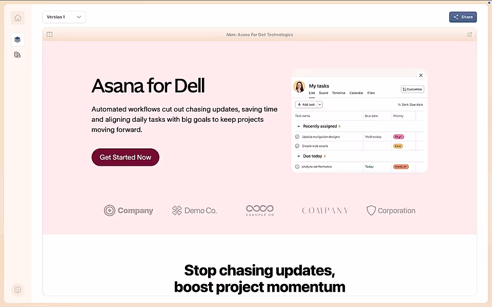 An example of a landing page created from a sales call