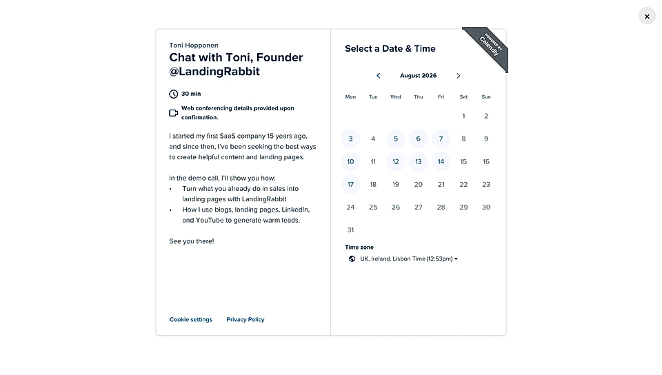 A Calendly popup via Ask AI chat widget