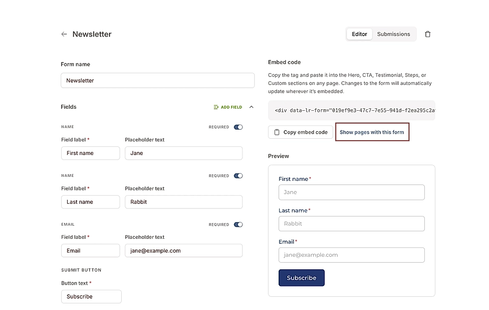 In the Forms editor, you can find out where the form is embedded