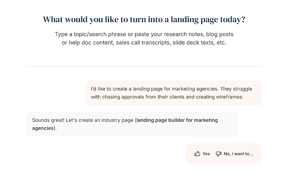 Discussing the topic for a new landing page in LandingRabbit