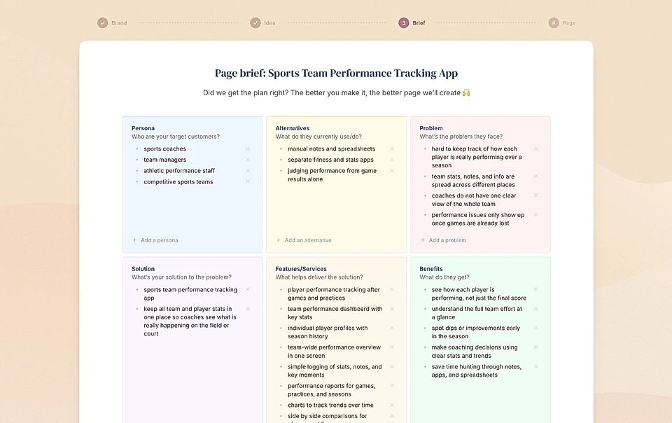 A page brief example