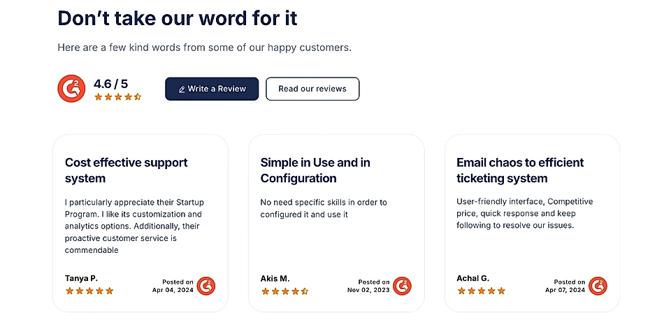 A PPC landing page example with social proof