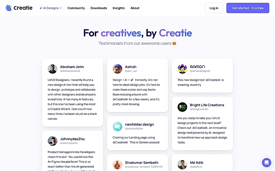 Example of a social wall embedded on a startup landing page