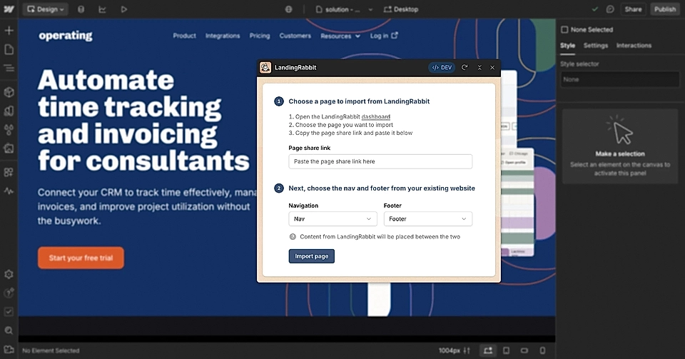 A SaaS landing page plugin for Webflow