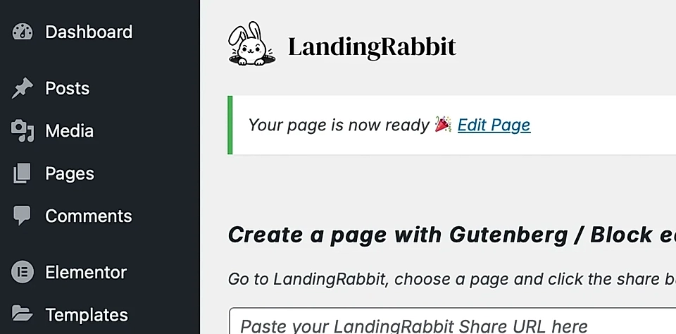 Click to 'Edit page' to review your page draft.