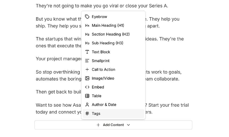 Add a tag item in the Custom section in the LandingRabbit page editor