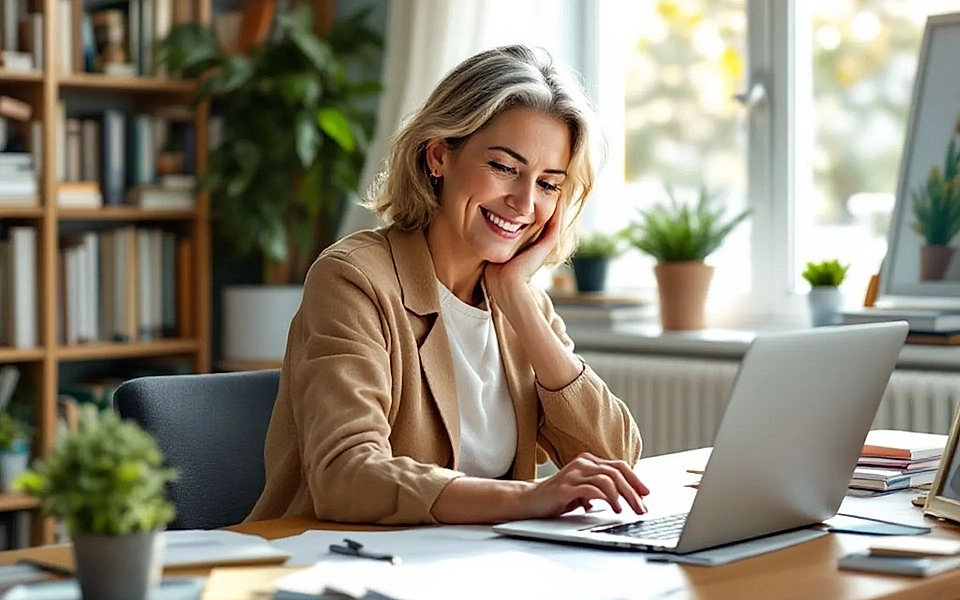 a female working on a project in front of a laptop
