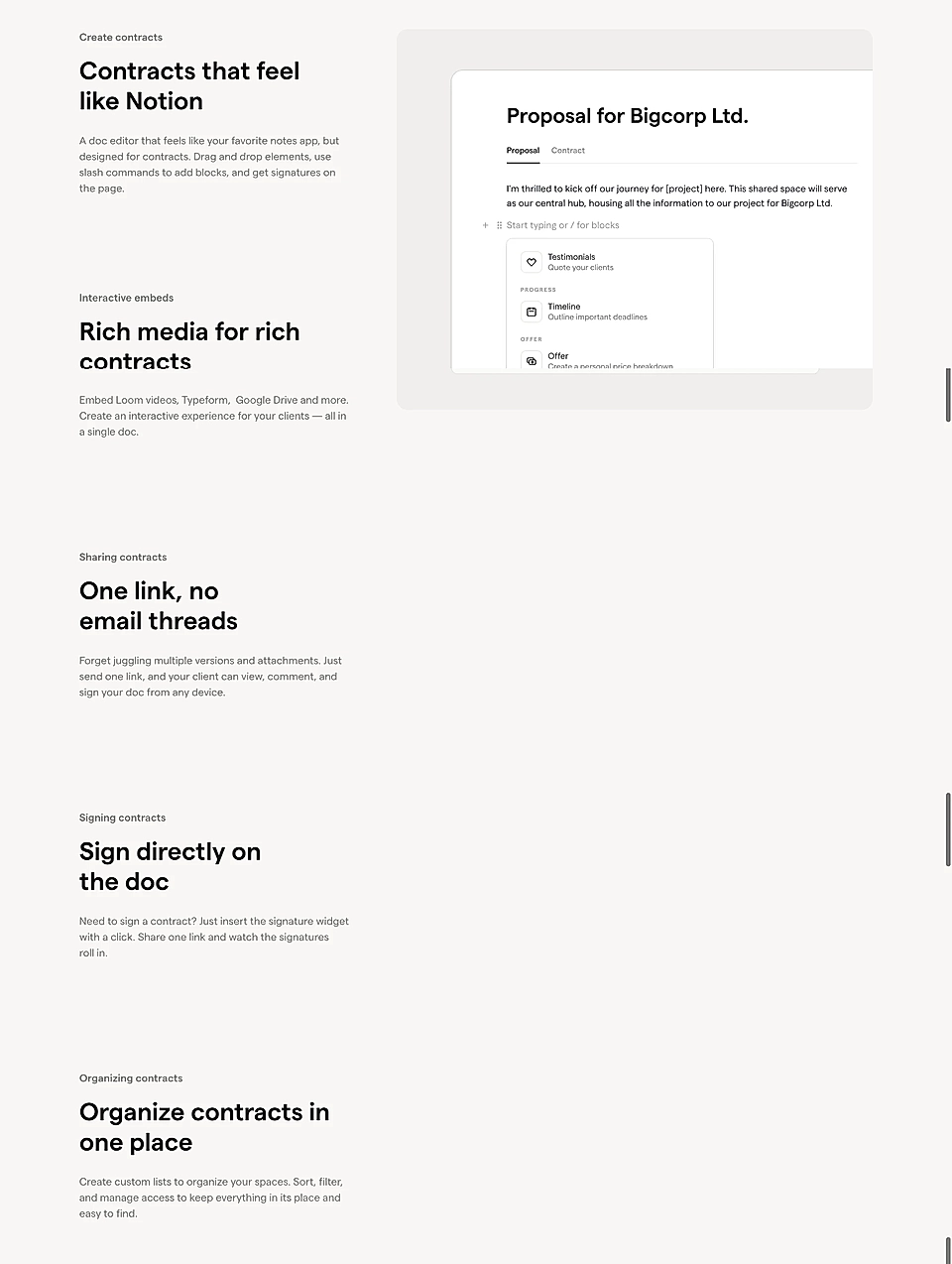 An example of a product features section on a SaaS landing page