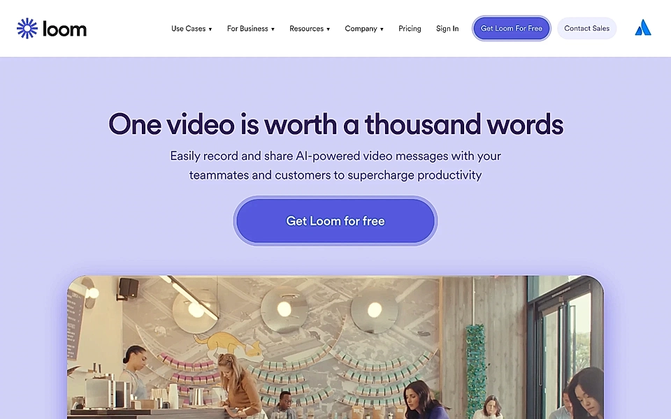 A SaaS landing page copywriting example by Loom