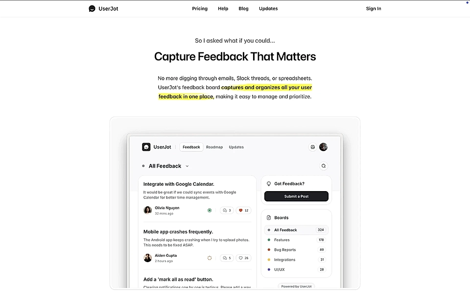 A SaaS landing page solution section example