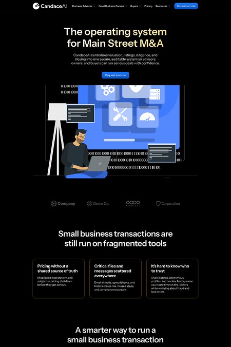 Candace landing page screenshot