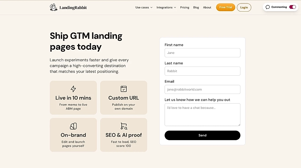 An example of boxes in the CTA section