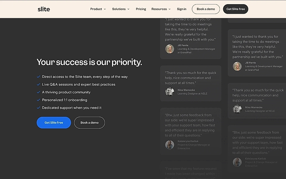 Testimonial on a SaaS website