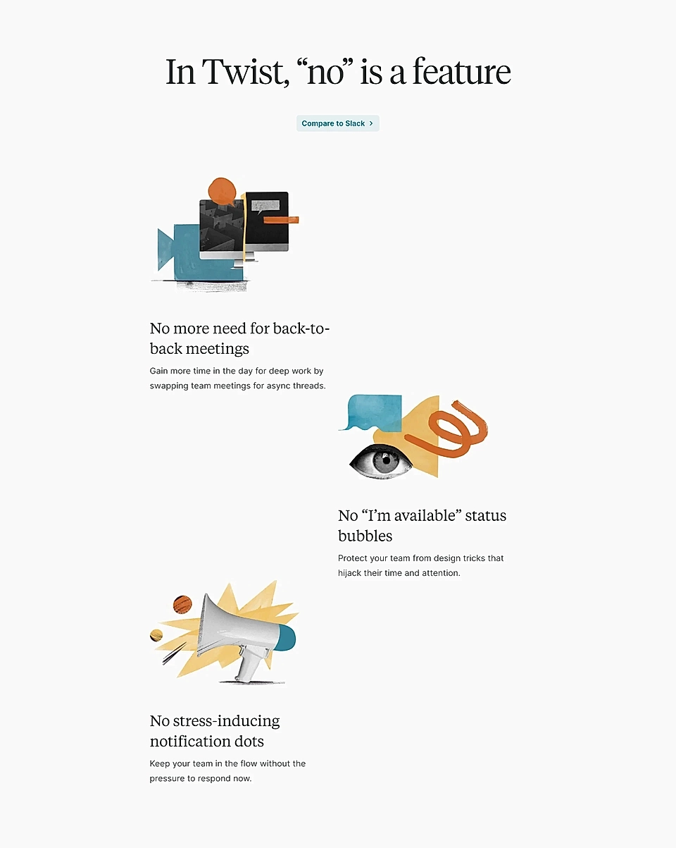 A benefits section example on a SaaS landing page example