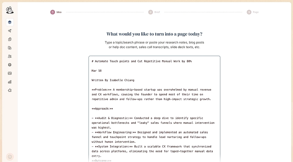 You can add markdown into the LandingRabbit "Create new page" chat and ask LandingRabbit to convert it into a page
