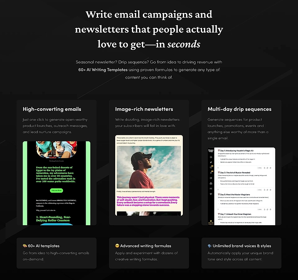A features section example on a SaaS landing page