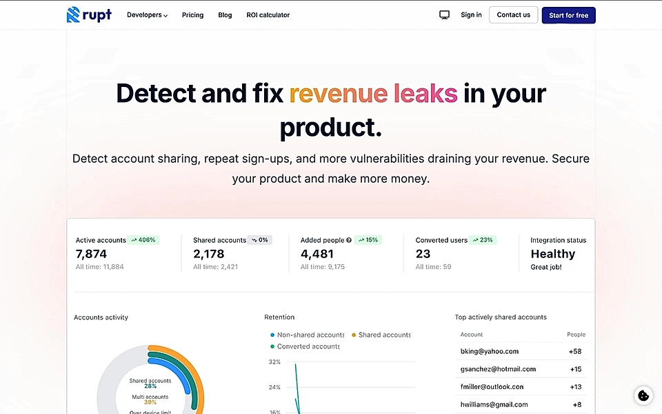 A SaaS website hero example