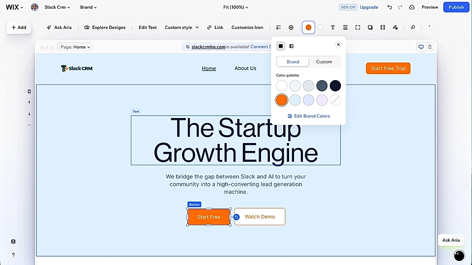 A page builder in Wix
