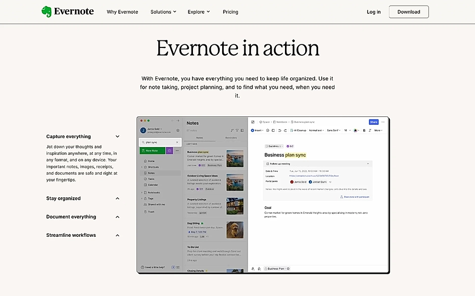 An example of a features section on a landing page