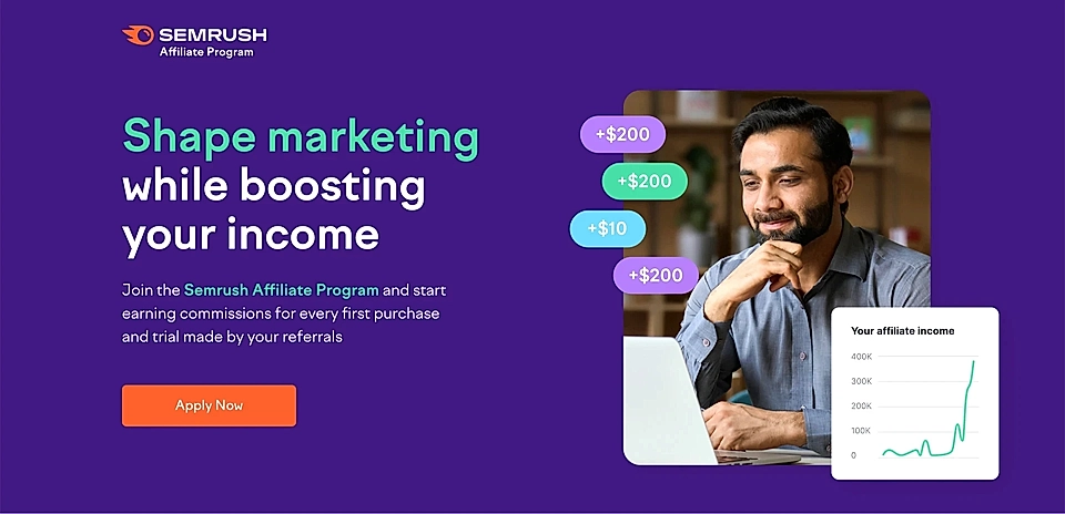 A landing page example promoting affiliate program